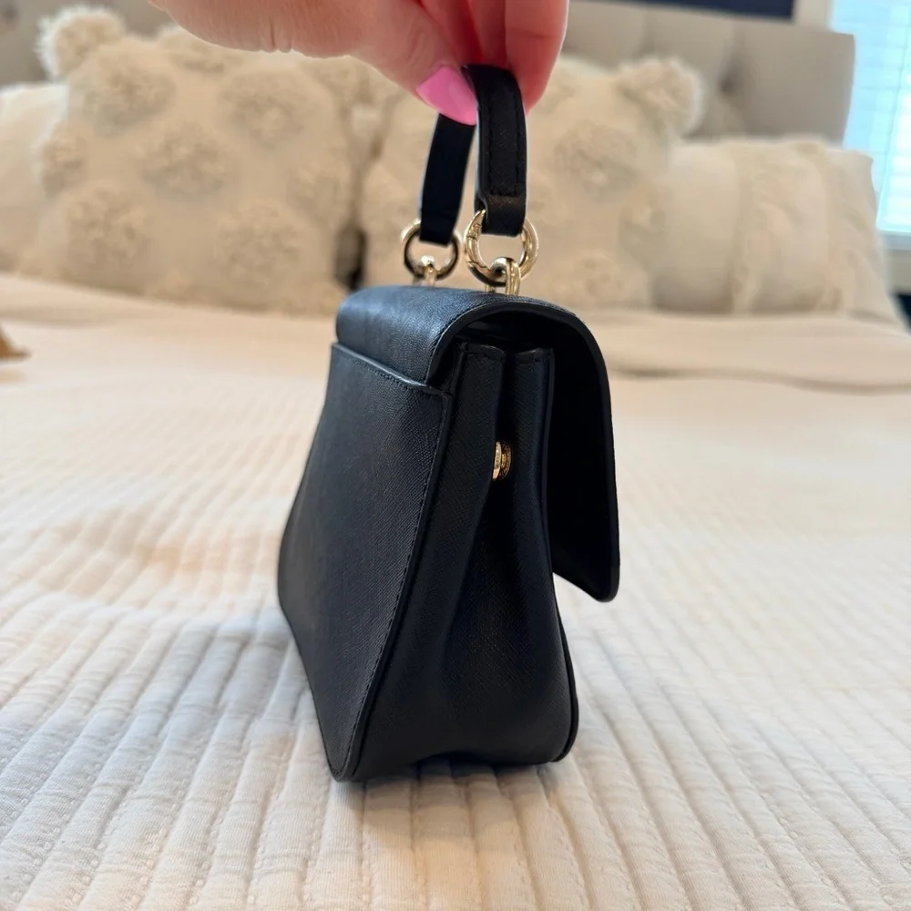 Michael Kors Black Saffiano Leather Bridgette Crossbody Mini Bag Removable Strap